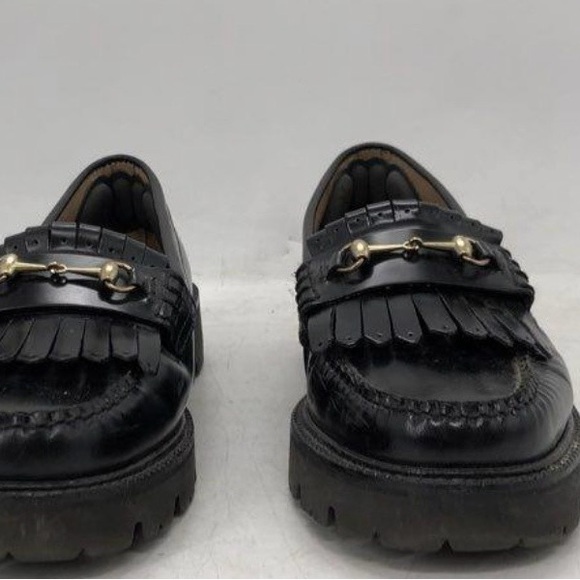 G.H. Bass & Co. Black Leather Fringe Loafers - Picture 2 of 8